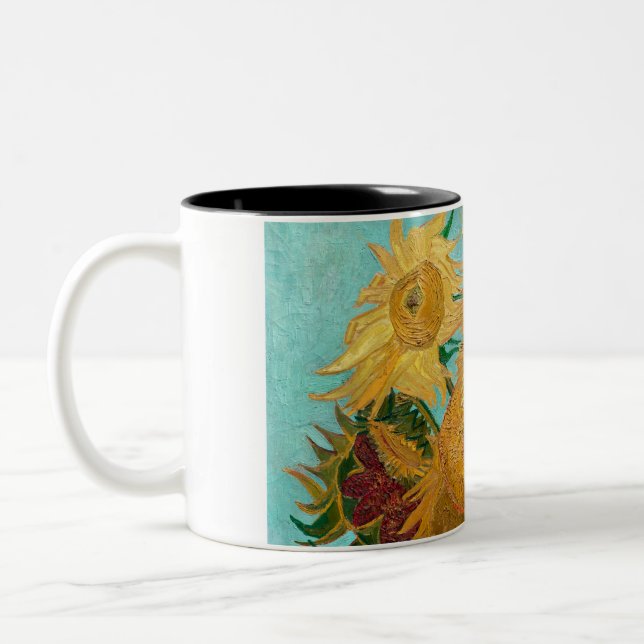 Sunflowers by Vincent van Gogh Two-Tone Coffee Mug (Left)