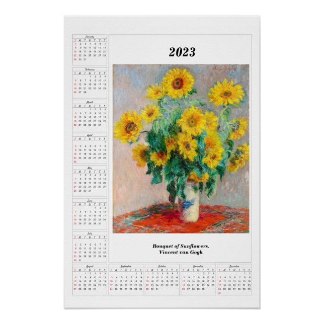 Sunflowers Calendar for 2023 Vincent van Gogh    Poster (Front)