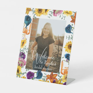 Sunflowers, Calla Lilies, Tiger Lily Bridal Shower Pedestal Sign