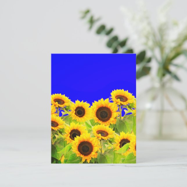 Sunflowers Card Ukraine Flag Colours - Support (Standing Front)