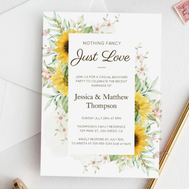 Sunflowers Casual Wedding Elopement Reception Invitation (Creator Uploaded)
