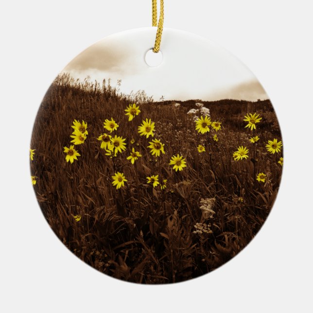Sunflowers Ceramic Tree Decoration (Front)