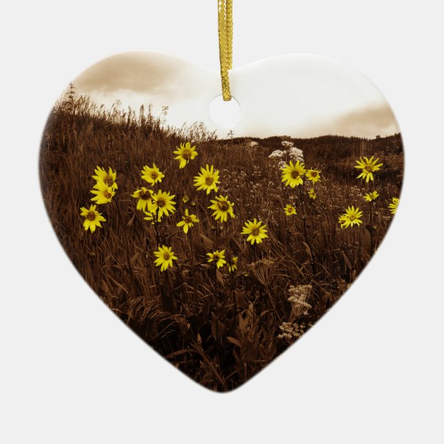 Sunflowers Ceramic Tree Decoration (Front)