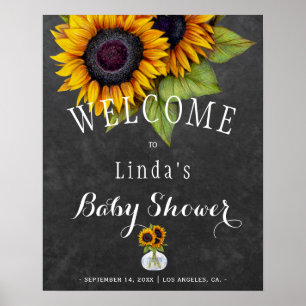 Sunflowers chalkboard autumn baby shower poster