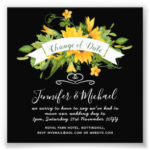 Sunflowers Change of Date Postponement Plans Note Photo Print