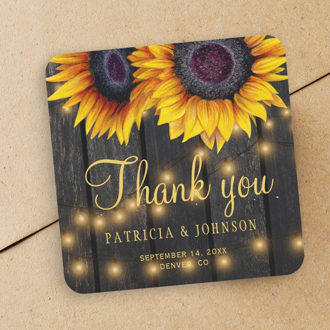 Sunflowers chic rustic wood wedding envelope seal (Creator Uploaded)