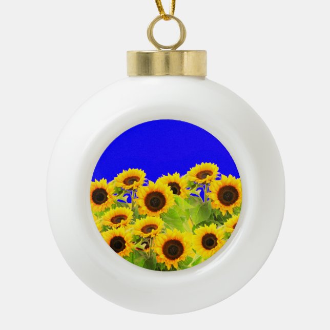 Sunflowers Christmas Ornament Ukraine Flag Colours (Front)
