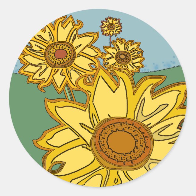 Sunflowers Classic Round Sticker (Front)