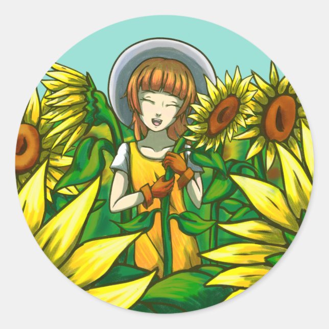 Sunflowers Classic Round Sticker (Front)