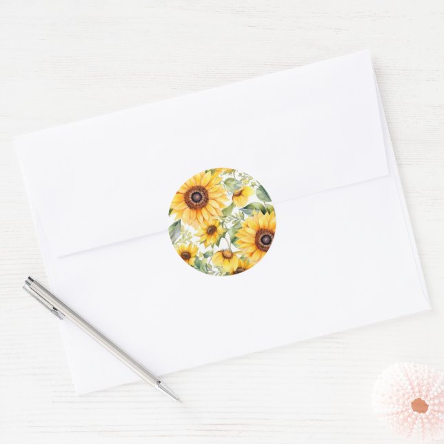 Sunflowers Classic Round Sticker (Envelope)