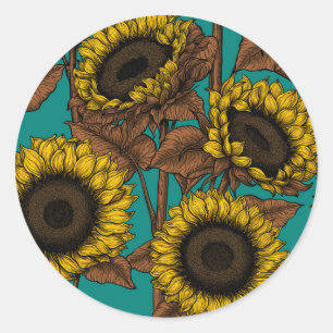 Sunflowers Classic Round Sticker