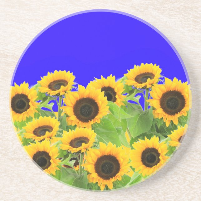 Sunflowers Coaster Ukrainian Flag Colours (Front)