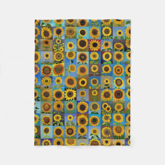 Sunflowers collage fleece blanket (Front)