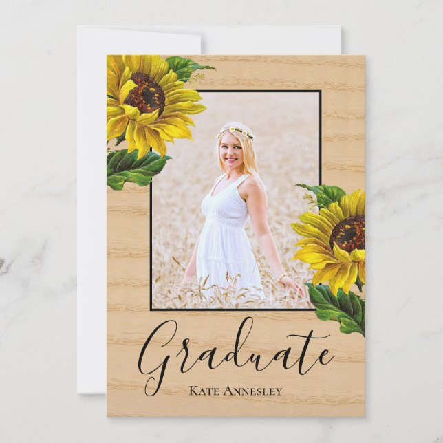 Sunflowers Country Chic Graduation Party Invitation (Front)
