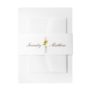 Sunflowers Country Floral Rustic Fall Wedding Invitation Belly Band