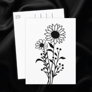 Sunflowers Country Floral Thinking of You, Hello Postcard
