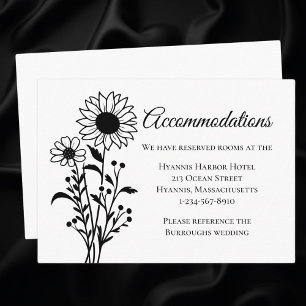 Sunflowers Country Floral Wedding Accommodation Enclosure Card