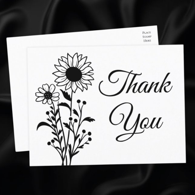 Sunflowers Country Floral Wedding Thank You  Postcard (Creator Uploaded)