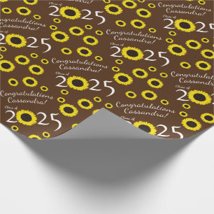 Sunflowers Country Graduation Party Brown Wrapping Paper