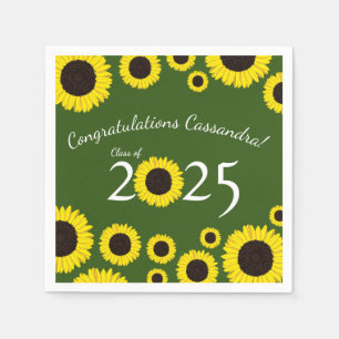 Sunflowers Country Graduation Party Green Napkins