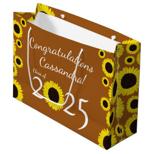 Sunflowers Country Graduation Party Large Gift Bag