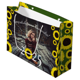 Sunflowers Country Graduation Party Large Gift Bag