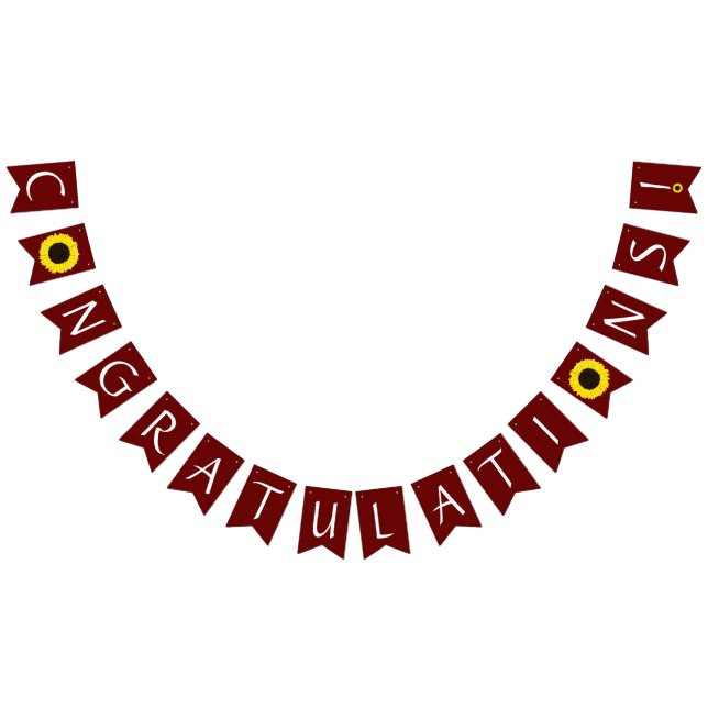 Sunflowers Country Graduation Party Maroon Bunting (All)