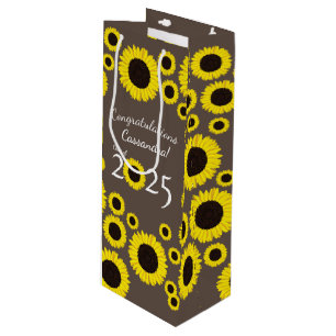 Sunflowers Country Graduation Party Wine Gift Bag