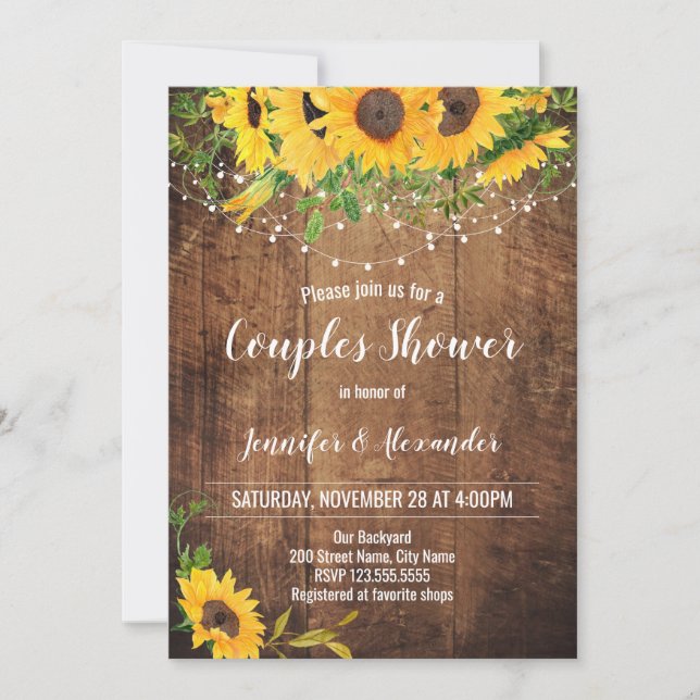 Sunflowers Couples Wedding Shower Invitation (Front)