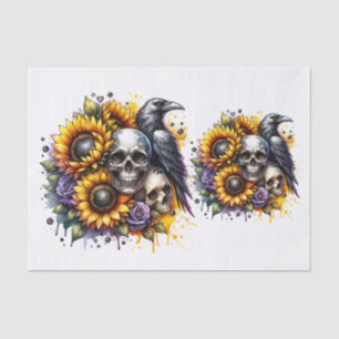 Sunflowers Crow and Skulls Decoupage Tissue Paper