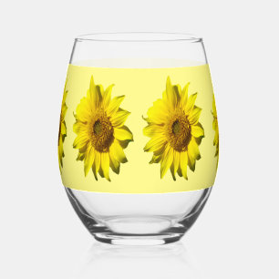 Sunflowers Cust. Background Colour Wine Glass