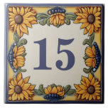 Sunflowers Custom House Number Plate Sign Plaque Tile<br><div class="desc">"custom house number sign",  "personalised house no plaque",  "personal customised text plate",  "sunflower casa ceramic tile",  "mediterranean floral sunflowers flower",  "vintage green gold yellow flowers",  "traditional summer vacation nature",  "postage mailing mail post address",  "european holiday home signage",  "decorative rustic country villa"</div>