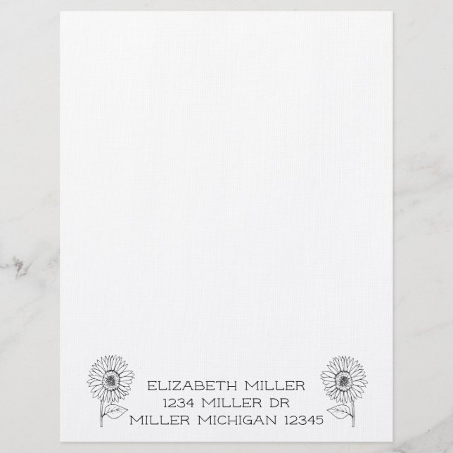 Sunflowers Custom Letterhead (Front)