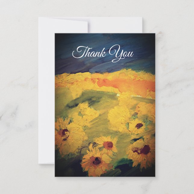 Sunflowers Custom Text Thank You Card (Front)