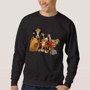 Sunflowers Dairy Cow Mum Heifer Farming Farm Anima Sweatshirt