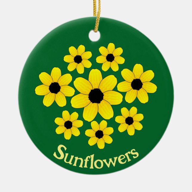 Sunflowers Design  Ceramic Tree Decoration (Front)