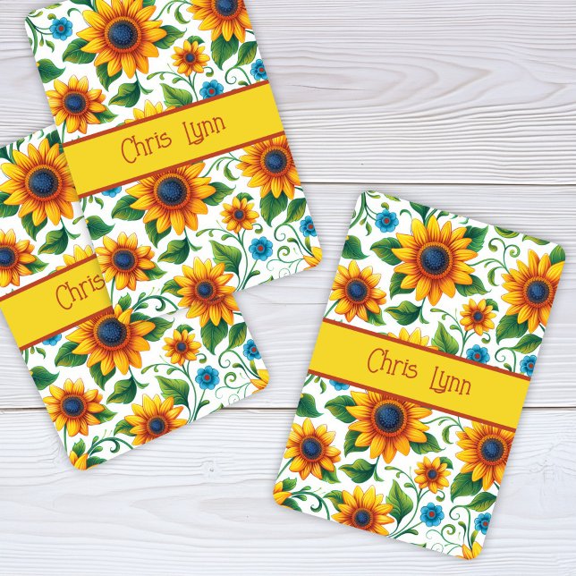 Sunflowers Digital Art Yellow Orange Green Playing Cards (Creator Uploaded)