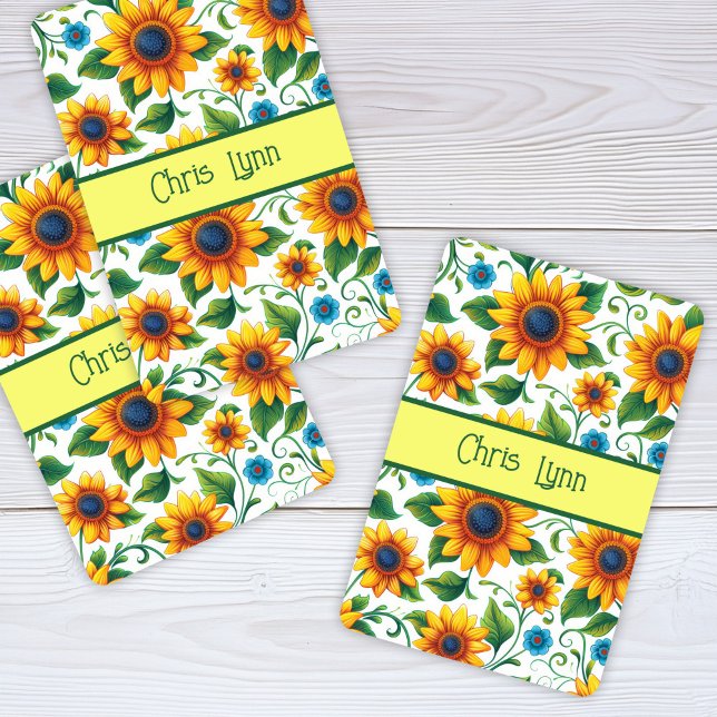 Sunflowers Digital Art Yellow Orange Green Playing Cards (Creator Uploaded)