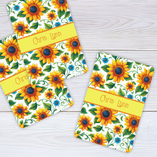 Sunflowers Digital Art Yellow Orange Green Playing Cards