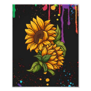 Sunflowers drawing art,sunflowers love  photo print