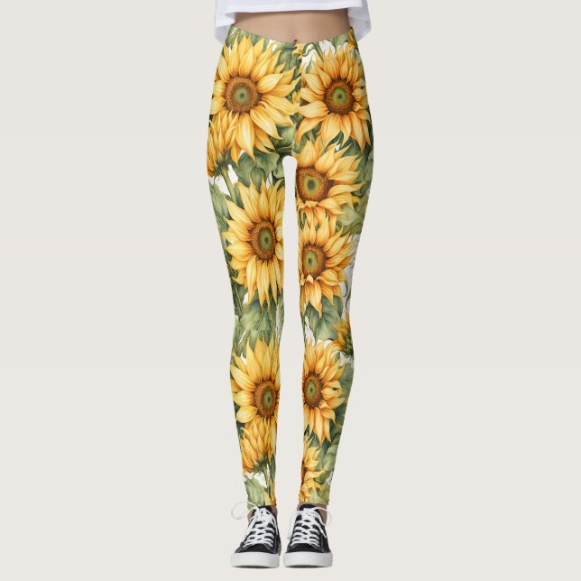 Sunflowers Drawing  Leggings (Front)