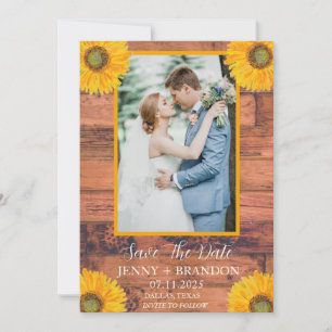 Sunflowers Elegant Modern Rustic Floral Photo Save The Date