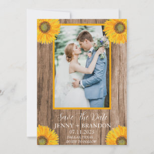 Sunflowers Elegant Modern Rustic Floral Photo Save The Date