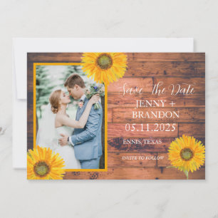 Sunflowers Elegant Modern Yellow Floral Photo Save The Date