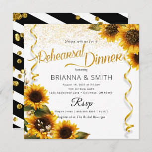 Sunflowers Elegant Rehearsal Dinner Invitation