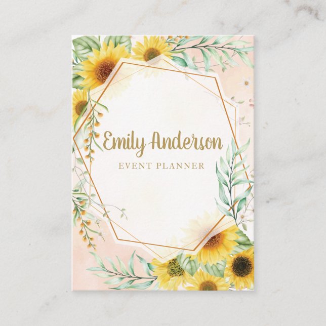 Sunflowers elegant traditional Business Card (Front)