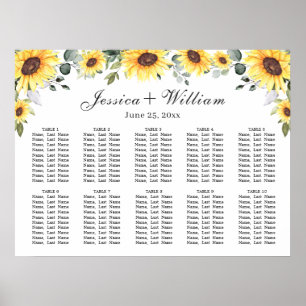 Sunflowers Eucalyptus 10 Tables SEATING CHART