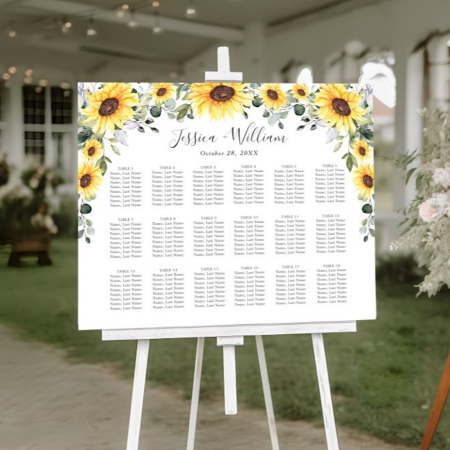 Sunflowers Eucalyptus 18 Tables SEATING CHART (Creator Uploaded)
