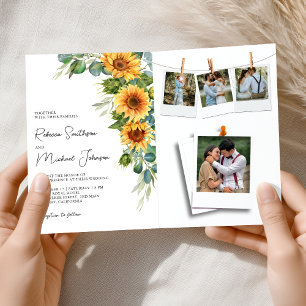 Sunflowers Eucalyptus All in One QR Code Wedding Invitation