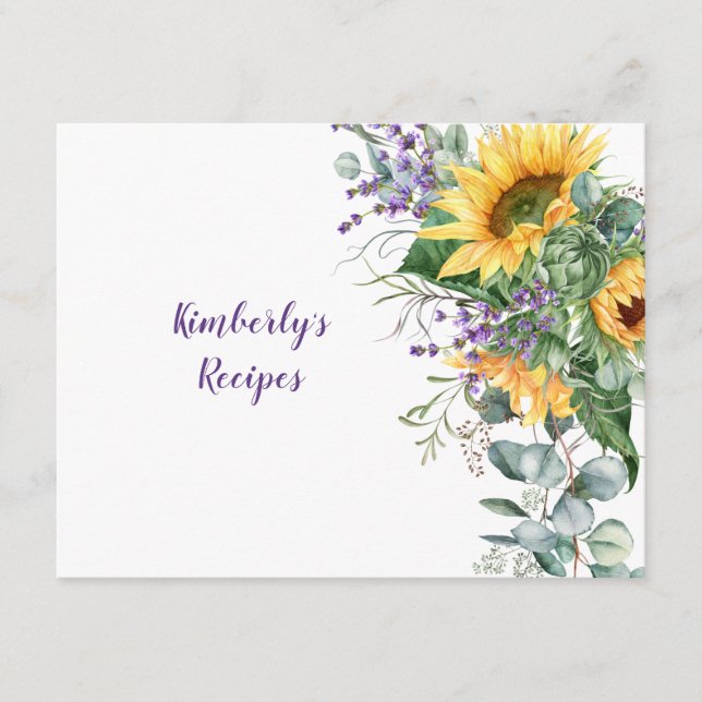 Sunflowers, Eucalyptus, and Lavender Floral Recipe (Front)